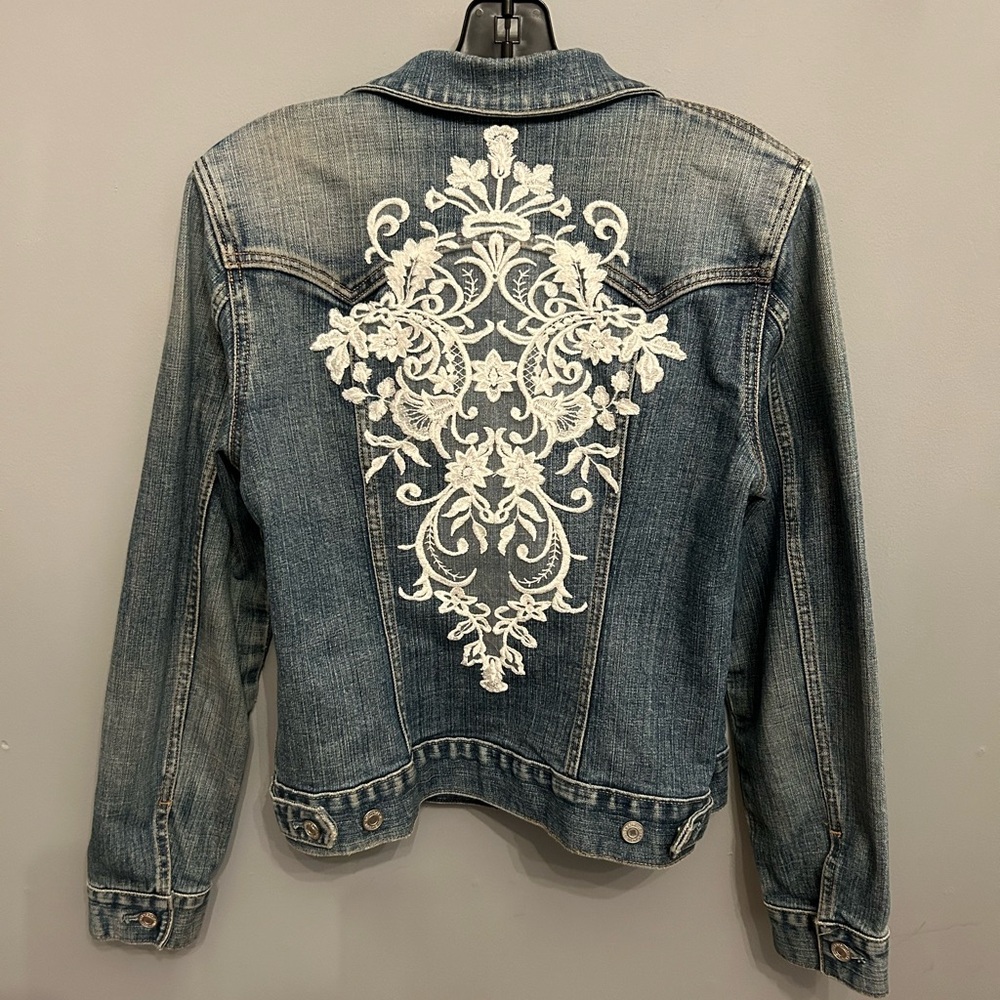 Upcycled Hand-Embellished Women’s GAP Jean Jacket, size M